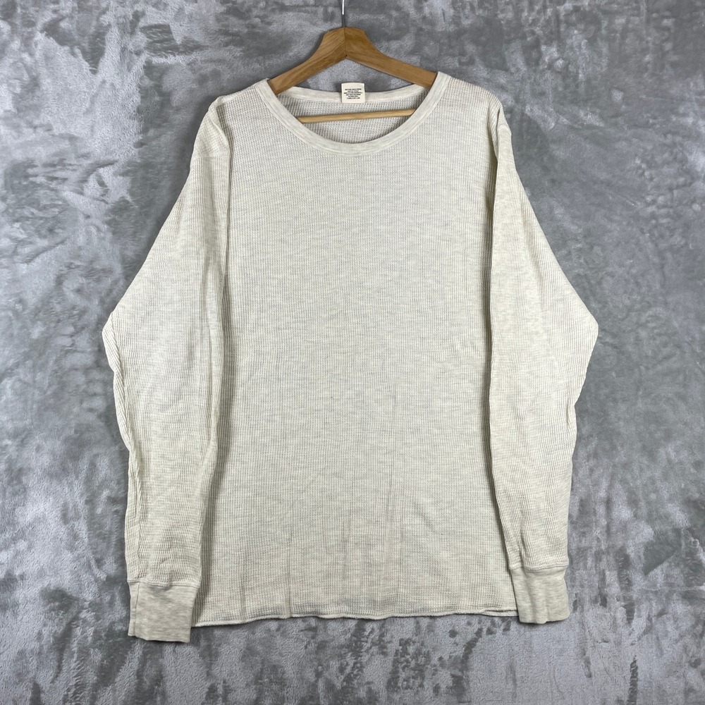 Vintage Gap Waffle Knit Thermal Shirt Mens L Cream Long Sleeve Cotton Pullover
